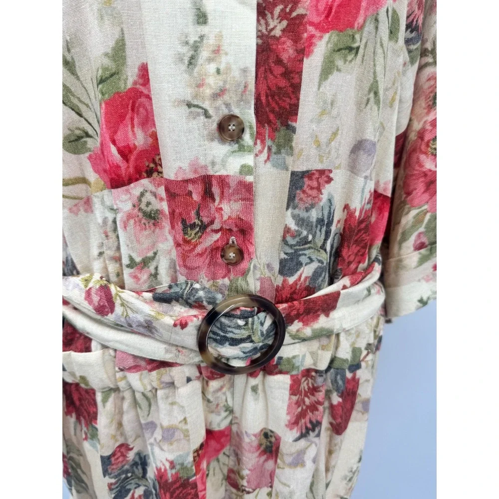 Sezane Short Ruby Romper Women Size 14 Maxi Fleurs Patchwork Floral Belted